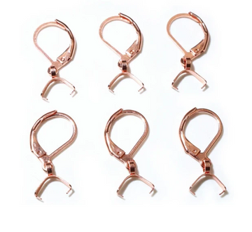 E671 - 10 pcs 304 Stainless Steel Earring Leverback Hooks - 25mm x 10mm - With Pinch Clips Bails - Rose Gold