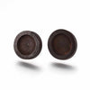 E811 - 10 pcs. Iron Earring Posts Studs Settings Bezels Cabochons Tacks - 12mm Glue Pad Setting - Silver Tone - Wood Bezel - Dark Brown