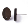 E821 - 10 pcs. 304 Stainless Steel Earring Posts Studs Settings Cabochons Tacks - 15mm - Wood - Brown - Oval