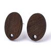 E821 - 10 pcs. 304 Stainless Steel Earring Posts Studs Settings Cabochons Tacks - 15mm - Wood - Brown - Oval