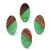 E822 - 10 pcs. 304 Stainless Steel Earring Posts Studs Settings Cabochons Tacks - 20mm - Wood and Resin - Brown and Green - Oval