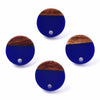 E831 - 10 pcs. 304 Stainless Steel Earring Posts Studs Settings Cabochons Tacks - 14mm Diameter - Wood and Resin - Brown and Blue