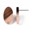 E824 - 10 pcs. 304 Stainless Steel Earring Posts Studs Settings Cabochons Tacks - 20mm - Wood and Resin - Brown and Coral - Oval