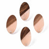 E824 - 10 pcs. 304 Stainless Steel Earring Posts Studs Settings Cabochons Tacks - 20mm - Wood and Resin - Brown and Coral - Oval