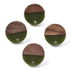 E827 - 10 pcs. 304 Stainless Steel Earring Posts Studs Settings Cabochons Tacks - 15mm Diameter - Wood and Resin - Brown and Green