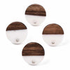 E828 - 10 pcs. 304 Stainless Steel Earring Posts Studs Settings Cabochons Tacks - 15mm Diameter - Wood and Resin - Brown and White