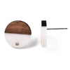 E828 - 10 pcs. 304 Stainless Steel Earring Posts Studs Settings Cabochons Tacks - 15mm Diameter - Wood and Resin - Brown and White