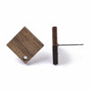 E830 - 10 pcs. 304 Stainless Steel Earring Posts Studs Settings Cabochons Tacks - 17mm - Wood - Brown - Square Diamond