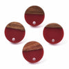 E832 - 10 pcs. 304 Stainless Steel Earring Posts Studs Settings Cabochons Tacks - 14mm Diameter - Wood and Resin - Brown and Red