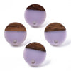 E834 - 10 pcs. 304 Stainless Steel Earring Posts Studs Settings Cabochons Tacks - 14mm Diameter - Wood and Resin - Brown and Lavender