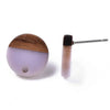 E834 - 10 pcs. 304 Stainless Steel Earring Posts Studs Settings Cabochons Tacks - 14mm Diameter - Wood and Resin - Brown and Lavender