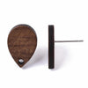 E835 - 10 pcs. 304 Stainless Steel Earring Posts Studs Settings Cabochons Tacks - 17mm - Wood - Brown - Teardrop