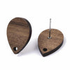 E835 - 10 pcs. 304 Stainless Steel Earring Posts Studs Settings Cabochons Tacks - 17mm - Wood - Brown - Teardrop