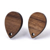 E835 - 10 pcs. 304 Stainless Steel Earring Posts Studs Settings Cabochons Tacks - 17mm - Wood - Brown - Teardrop