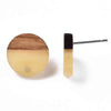 E836 - 10 pcs. 304 Stainless Steel Earring Posts Studs Settings Cabochons Tacks - 14mm Diameter - Wood and Resin - Brown and Khaki