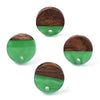 E839 - 10 pcs. 304 Stainless Steel Earring Posts Studs Settings Cabochons Tacks - 14mm Diameter - Wood and Resin - Brown and Green