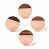 E840 - 10 pcs. 304 Stainless Steel Earring Posts Studs Settings Cabochons Tacks - 14mm Diameter - Wood and Resin - Brown and Coral Salmon