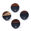 E841 - 10 pcs. 304 Stainless Steel Earring Posts Studs Settings Cabochons Tacks - 14mm Diameter - Wood and Resin - Brown and Starry Black