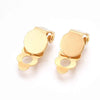 E844 - 10 pcs. 304 Stainless Steel Hinged Earring Clip-Ons Settings - 8mm Glue Pad Setting - Golden