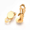 E844 - 10 pcs. 304 Stainless Steel Hinged Earring Clip-Ons Settings - 8mm Glue Pad Setting - Golden