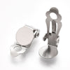 E845 - 10 pcs. 304 Stainless Steel Hinged Earring Clip-Ons Settings - 8mm Glue Pad Setting - Silver Tone