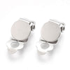 E845 - 10 pcs. 304 Stainless Steel Hinged Earring Clip-Ons Settings - 8mm Glue Pad Setting - Silver Tone