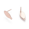 E846 - 10 pcs. (5 pairs) 304 Stainless Steel Oval Earring Posts/Bases/Studs/Settings with Backs - 15mm x 7mm - Rose Gold - Tarnish Resistant