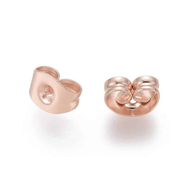 E849 - 10 pcs 304 Stainless Steel Rose Gold Earring Nuts Stoppers Backs - 6mm x 4mm - Hypoallergenic! Butterfly Design