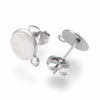 E850 - 10 pcs. (5 pairs) 304 Stainless Steel Silver Tone Earring Posts/Bases/Studs/Settings - 11mm x 8mm - 8mm Diameter - Hole Size: 1.4mm