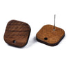 E861 - 10 pcs. 304 Stainless Steel Earring Posts Studs Settings Cabochons Tacks - 16mm - Wood - Brown - Thin Frame - Square