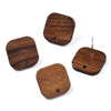 E861 - 10 pcs. 304 Stainless Steel Earring Posts Studs Settings Cabochons Tacks - 16mm - Wood - Brown - Thin Frame - Square