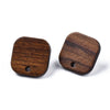 E861 - 10 pcs. 304 Stainless Steel Earring Posts Studs Settings Cabochons Tacks - 16mm - Wood - Brown - Thin Frame - Square