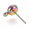 E865 - 10 pcs. 304 Stainless Steel Rainbow Plated Earring Posts Settings Bezels Cabochons Tacks- 4mm Glue Pad Setting - Parallel Loop