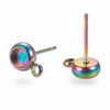 E865 - 10 pcs. 304 Stainless Steel Rainbow Plated Earring Posts Settings Bezels Cabochons Tacks- 4mm Glue Pad Setting - Parallel Loop
