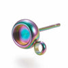 E865 - 10 pcs. 304 Stainless Steel Rainbow Plated Earring Posts Settings Bezels Cabochons Tacks- 4mm Glue Pad Setting - Parallel Loop