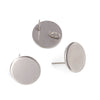 E867 - 10 pcs. (5 pairs) 304 Stainless Steel Silver Tone Earring Posts/Bases/Studs - 15mm Diameter - with Loop