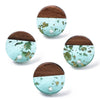 E868 - 10 pcs. 304 Stainless Steel Earring Posts Studs Settings Cabochons Tacks - 14mm - Wood and Resin - Brown and Teal - Gold Foil