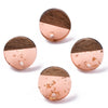 E869 - 10 pcs. 304 Stainless Steel Earring Posts Studs Settings Cabochons Tacks - 14mm - Wood and Resin - Brown and Coral - Gold Foil