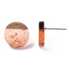 E869 - 10 pcs. 304 Stainless Steel Earring Posts Studs Settings Cabochons Tacks - 14mm - Wood and Resin - Brown and Coral - Gold Foil