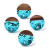 E871 - 10 pcs. 304 Stainless Steel Earring Posts Studs Settings Cabochons Tacks - 14mm - Wood and Resin - Brown and Blue - Gold Foil