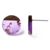 E872 - 10 pcs. 304 Stainless Steel Earring Posts Studs Settings Cabochons Tacks - 14mm - Wood and Resin - Brown and Purple - Gold Foil
