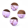 E872 - 10 pcs. 304 Stainless Steel Earring Posts Studs Settings Cabochons Tacks - 14mm - Wood and Resin - Brown and Purple - Gold Foil