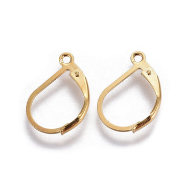 E883 - 20 pcs (10 pairs) 304 Stainless Steel Leverback Earrings - 18K Gold Plated - 16mm x 11mm - Hypoallergenic! Tarnish Resistant!