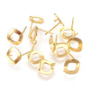 E884 - 10 pcs (5 pairs) 304 Stainless Steel Rhombus Earring Posts/Bases/Studs/Settings with Backs - Gold - 10mm - Loop for Dangles - Hypoallergenic