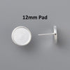E897 - 10 pcs. 304 Stainless Steel Earring Posts Studs Settings Bezels Cabochons Tacks - 12mm Glue Pad Setting - Shiny Silver - Flat Thick Bezel