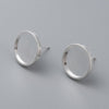 E897 - 10 pcs. 304 Stainless Steel Earring Posts Studs Settings Bezels Cabochons Tacks - 12mm Glue Pad Setting - Shiny Silver - Flat Thick Bezel