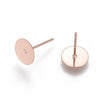 E898 - 20 pcs. (10 pairs) 304 Stainless Steel Rose Gold Earring Posts/Bases/Studs/Settings with Rubber Backs - 12mm x 8mm - 8mm Glue Pad