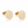 E965 - 10 pcs. (5 pairs) 304 Stainless Steel Gold Plated Earring Posts/Bases/Studs - 12mm Diameter - Hole Size: 1.4mm - TEXTURED - Knockdown