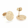 E965 - 10 pcs. (5 pairs) 304 Stainless Steel Gold Plated Earring Posts/Bases/Studs - 12mm Diameter - Hole Size: 1.4mm - TEXTURED - Knockdown