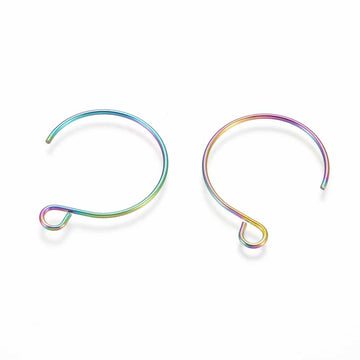 E925 - 10 pcs 304 Stainless Steel Earring Hoops Hooks - 22mm x 18mm - Rainbow Ion Plated (IP)